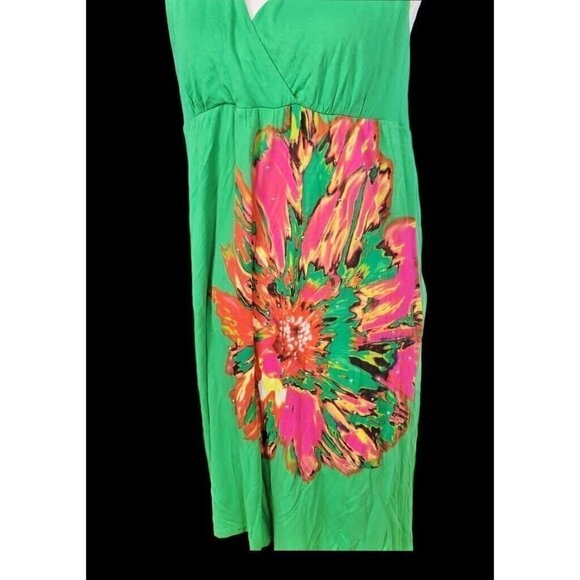 INC Womans Maxi GREEN Sundress Beach Cover FLORAL Accent Print STRETCH size Lg - Picture 6 of 8